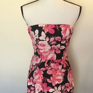 🟢FOREVER 21 Sleeveless Dress Black Pink Floral S